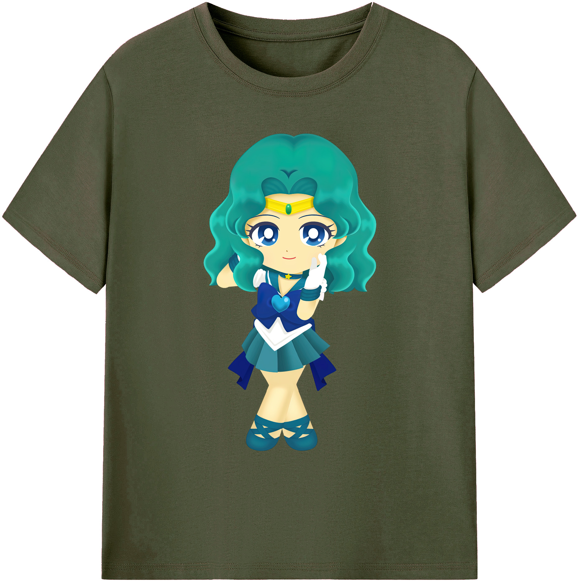 （画像用） 美少女戦士セーラームーン 海王 みちる（かいおう みちる） Sailor Moon Kaiou Michiru 綿100％ メンズ半袖Tシャツ｜肌触りやわらか＆通気性